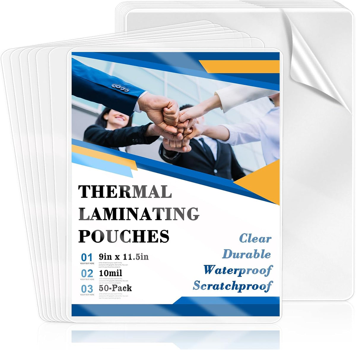 50 Pack 9x11.5inch 10mil Letter Size Laminating Sheets Thermal Laminating Pouches Laminator Sheets File Card Laminator Pouches 8.5x11inch for Work Permits Cards File Photos (50, 9"x11.5"-10mi)