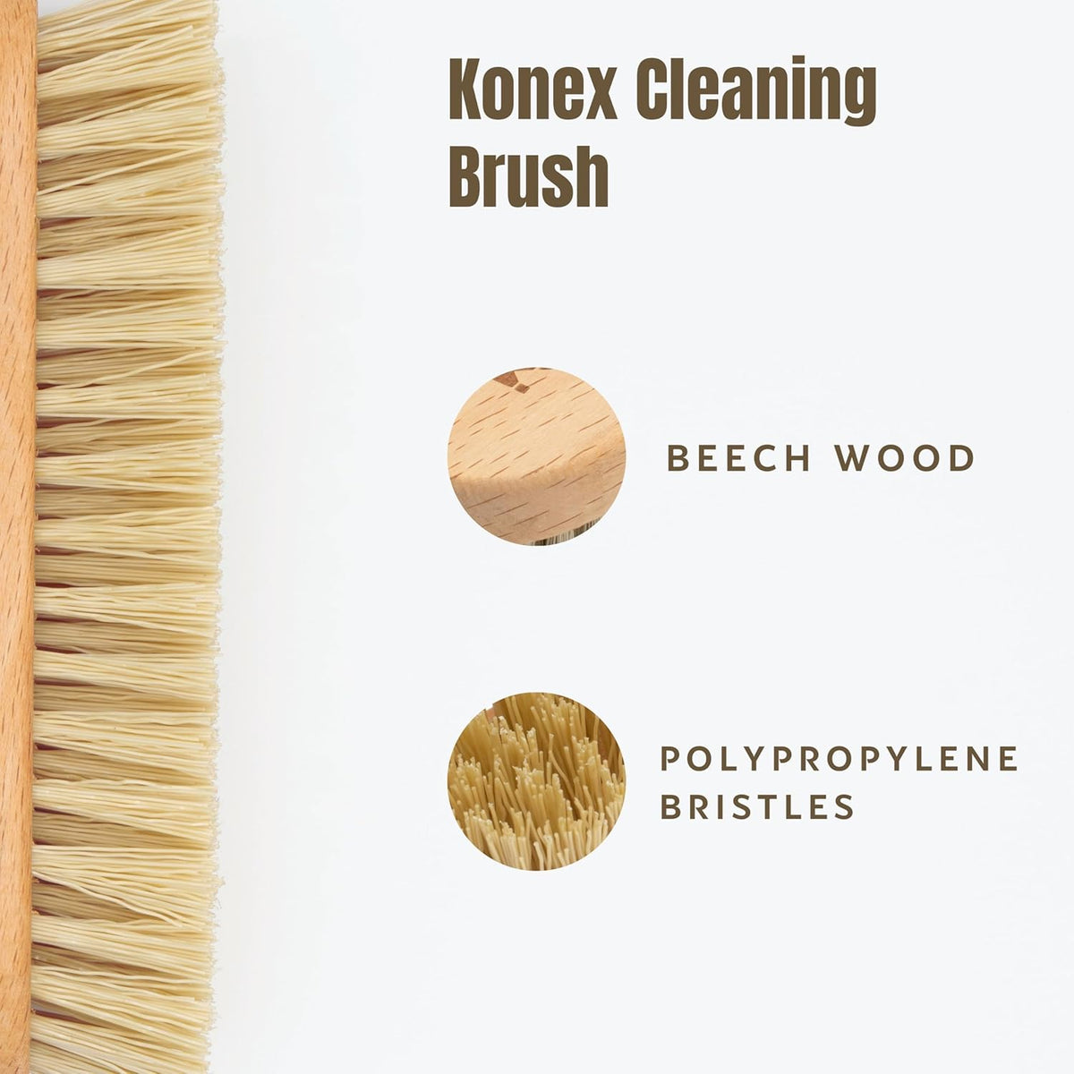 KONEX Nylon Fiber Economy Utility Cleaning Hand Brush | Heavy Duty Hand-Held Scrub Brush Stiff Bristles | Wooden Body, Ideal Scrub Brushes for Cleaning (Peanut Shaped)