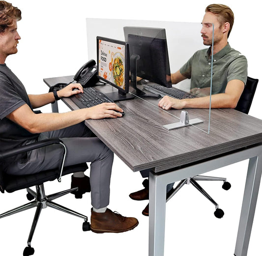 OBEX Acrylic Free Standing Screen, Divider for Desk Privacy Home & Office Partitions for Table Top Workstation, Portable Cubicle Panel for Work, 12" x 24", Clear
