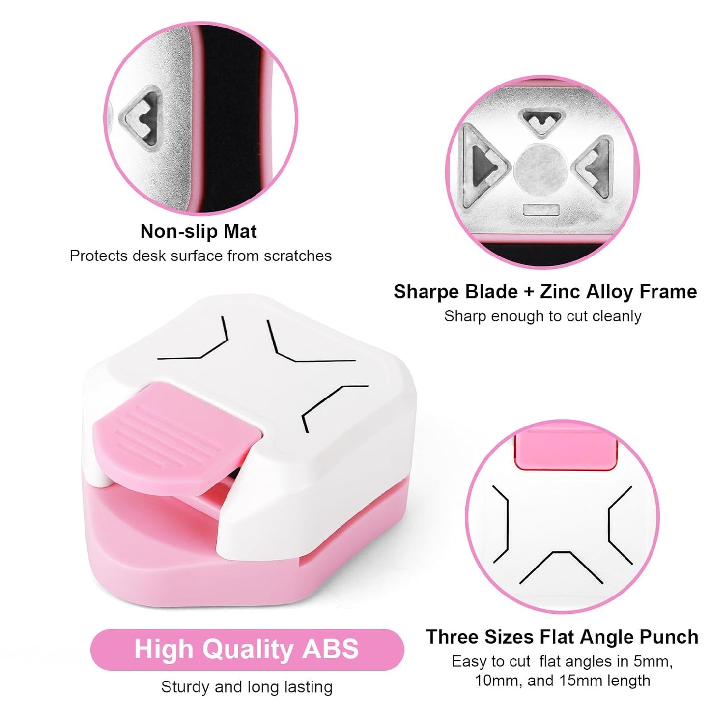 Paper Corner Cutter, Chamfer Corner Punch Corner Puncher for Paper Crafts, 3 in 1 Flat Angle (5mm, 10mm and 15mm) Edge Cutter for Cardstock, Card Making, Scrapbook Supplies