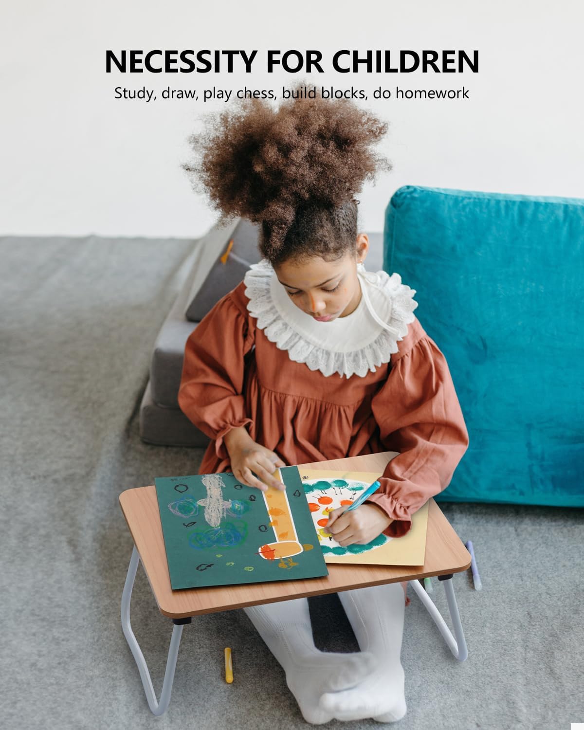 Laptop Bed Desk, Foldable Lap Desk, Portable Laptop Stand, Lightweight & Mini Table for Breakfast/Picnic/Drawing/Couch/Floor - Wood