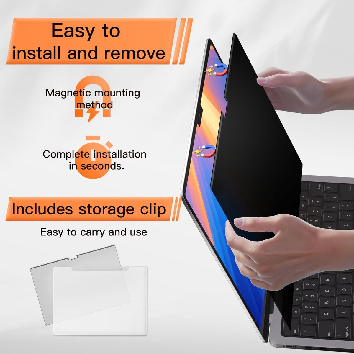 Magnetic Privacy Screen MacBook Air 13 Inch(2018-2021, M1), Removable Anti Blue Light Glare Filter Screen Protector with Camera Cover for Mac air 13''