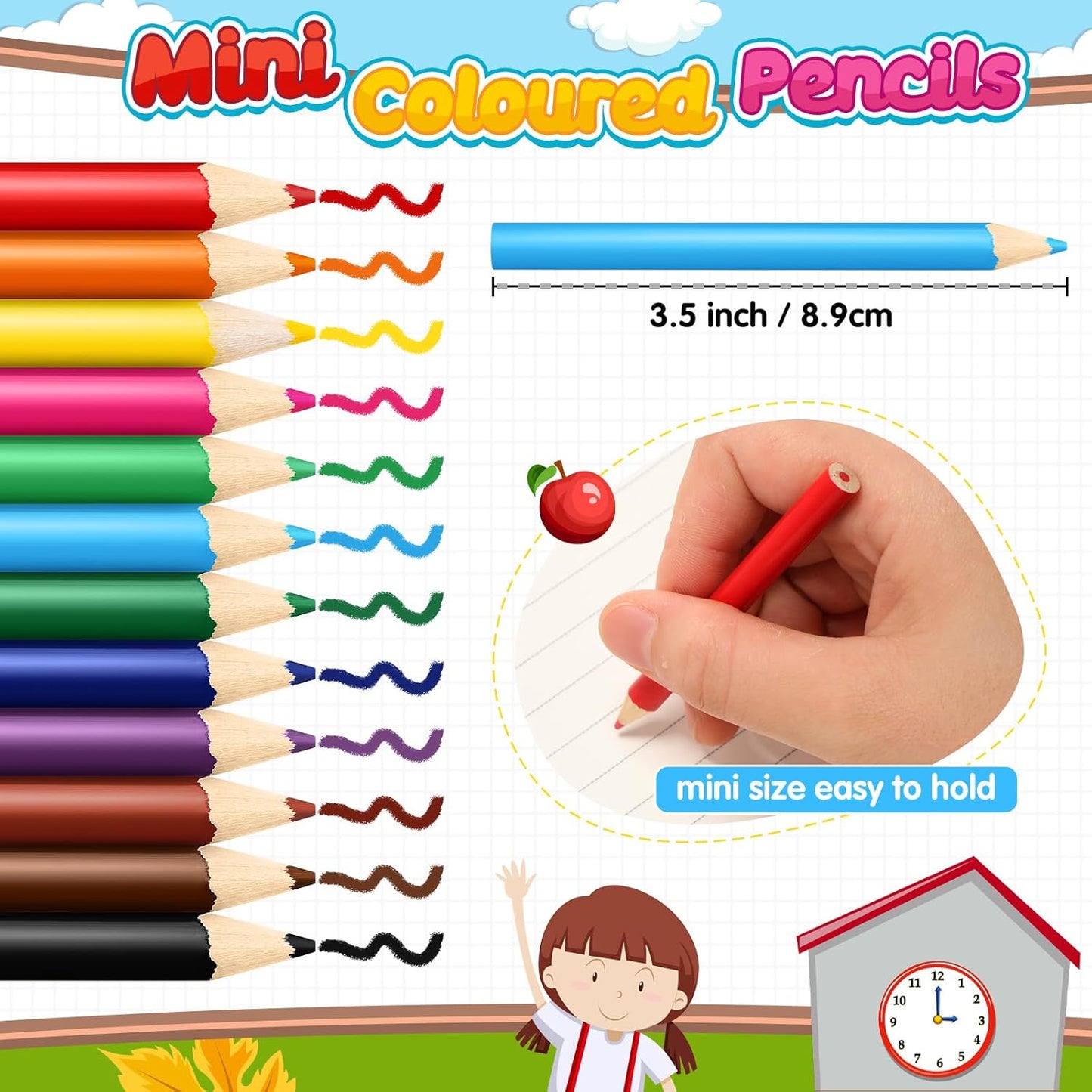 48 Sets Mini Drawing Colored Pencils Bulk with Sharpener for Kids 3.5" Small 12 Colors Travel Colored Portable Pencil Set Back to School Gifts for Students Adults Art Painting Classroom