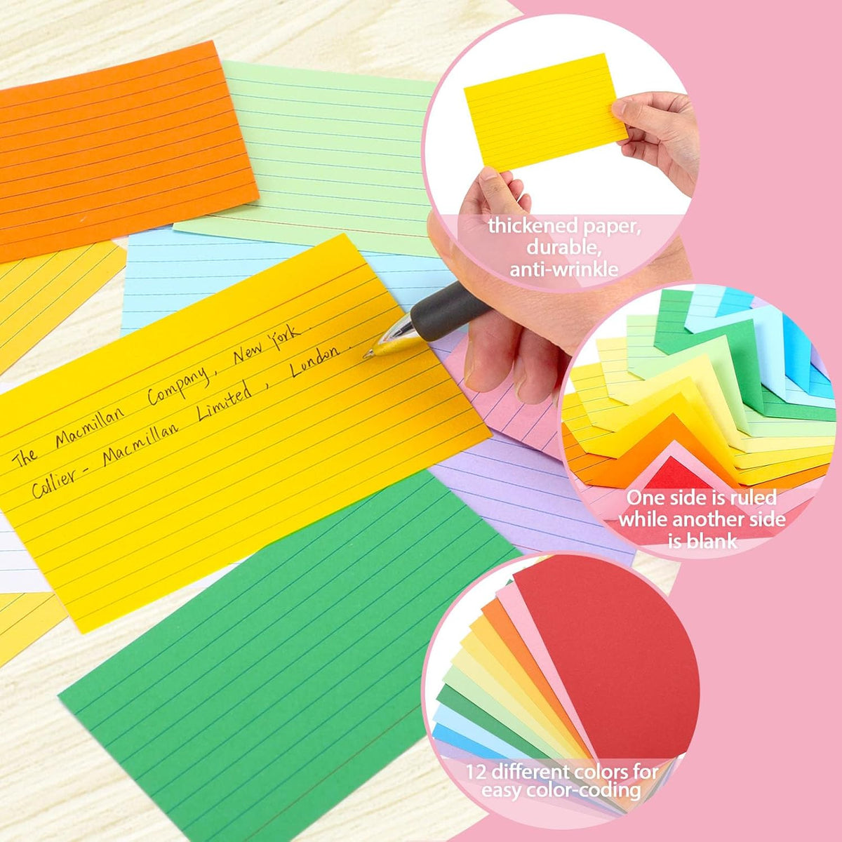 Koogel 1200PCS Index Cards 3x5, Colored Ruled Index Cards Bulk for Back To School, Heavy Notecards Memo Scratch Pad for Studying Teachers Classroom Note Taking Office College Supplies, 12 Colors