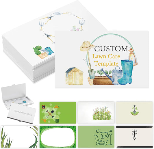 Custom Business Cards with Logo Personalized Double Side Printable Customize Business Cards 1000 500 200 100 for Small Business Women Men-Lawn Care Service