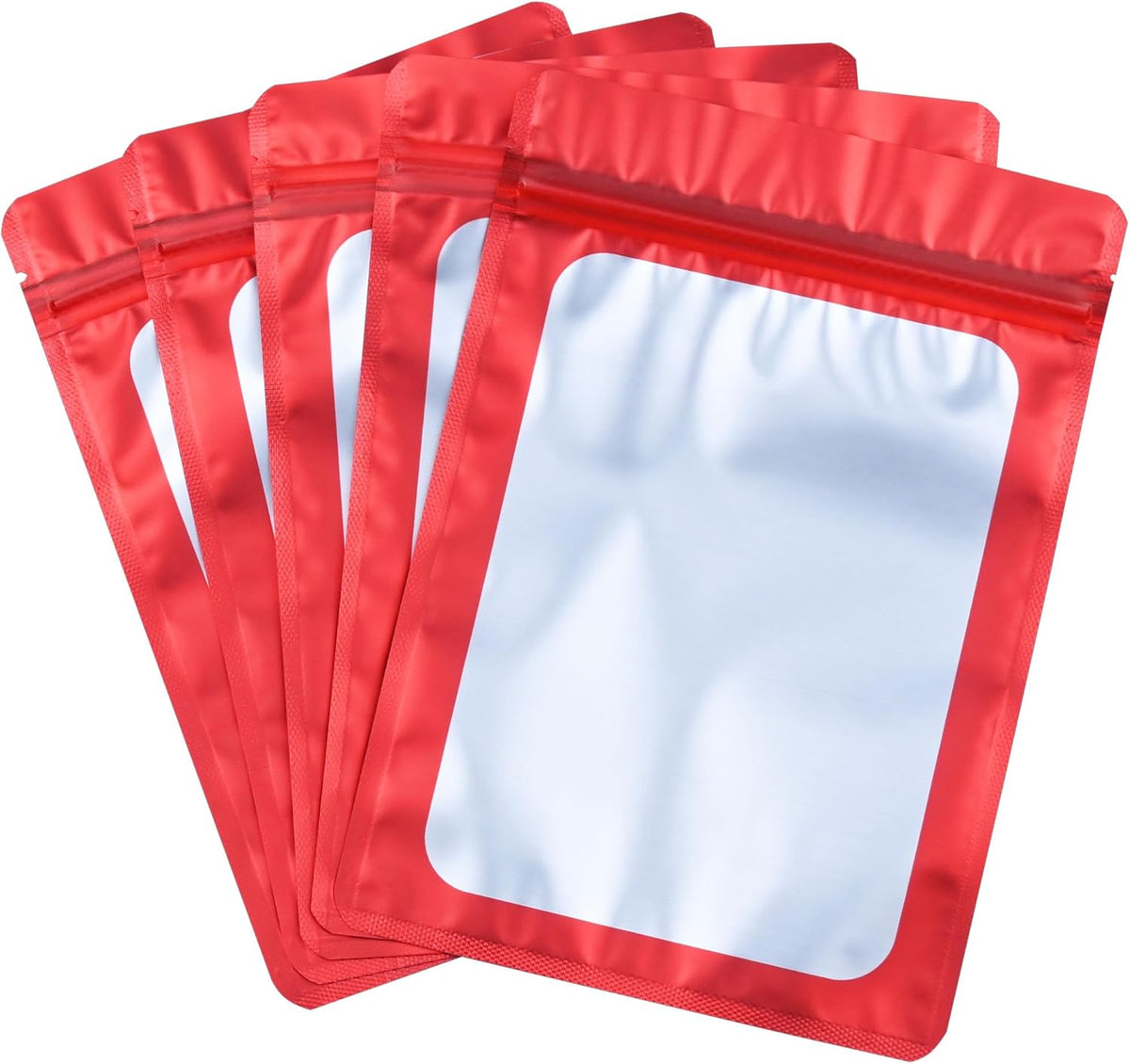 Resealable Mylar Pouch Bag Great for Office Home Party Favor Food Storage (100PCS, Red Color, 3.5 x 6.3 inch)