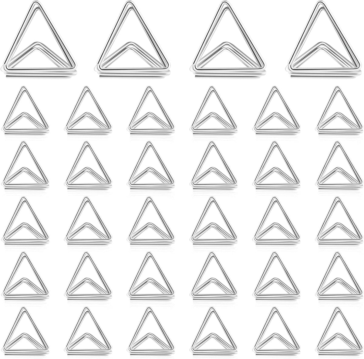 Eersida 60 Pieces Table Number Holder Place Samll Triangle Shape Name Numbers Table Photo Picture Holder Stand Clip for Wedding Baby Shower Party, Suitable for Small Card(Silver)