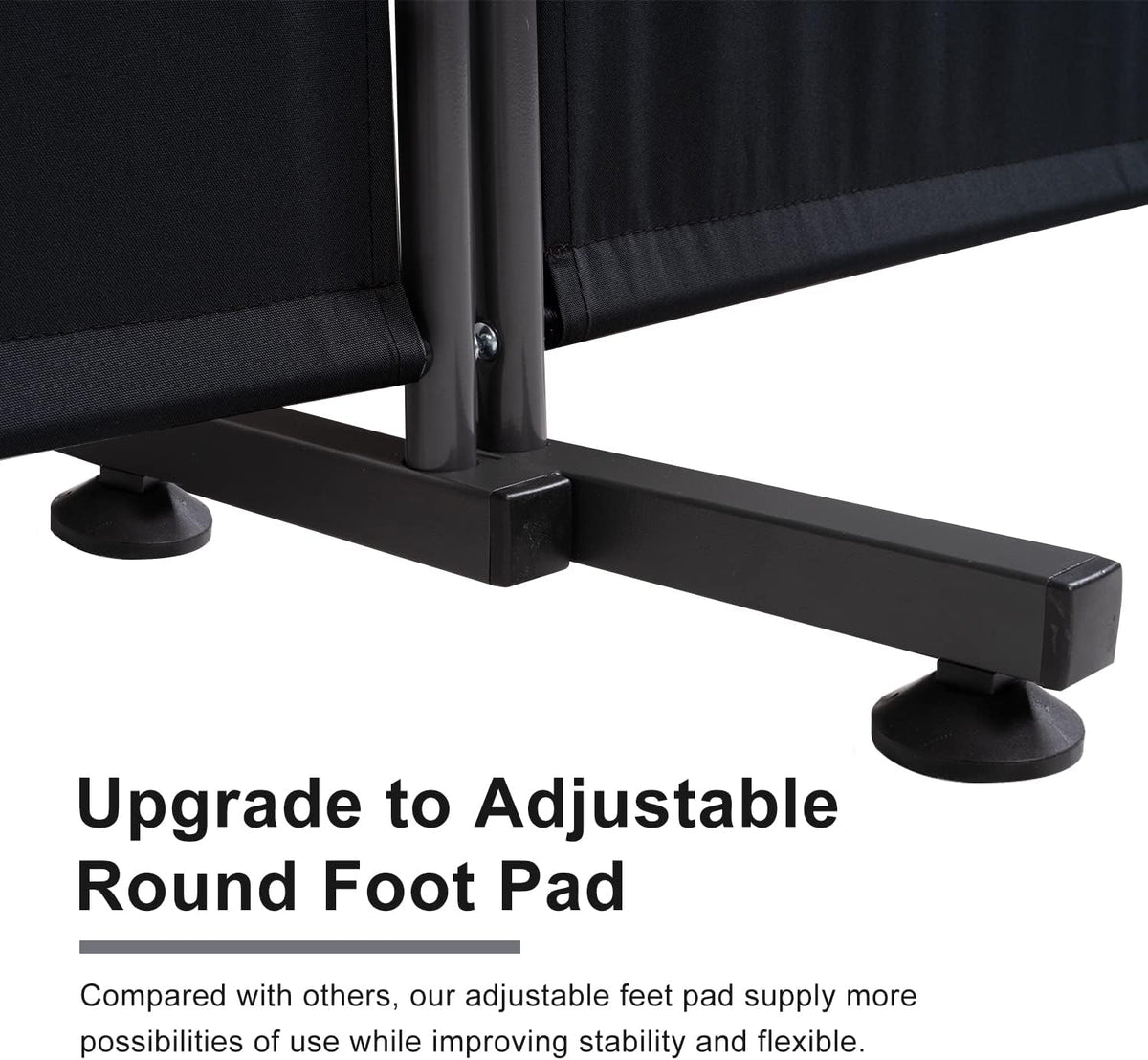 Room Divider 6FT Folding Privacy Screens, Partition Room Dividers w/Freestanding Design, Portable Wall Divider for Room Separtation, Fabric Screen Panel for Home Office Dorm (Black, 3 Panel-Round Pad)