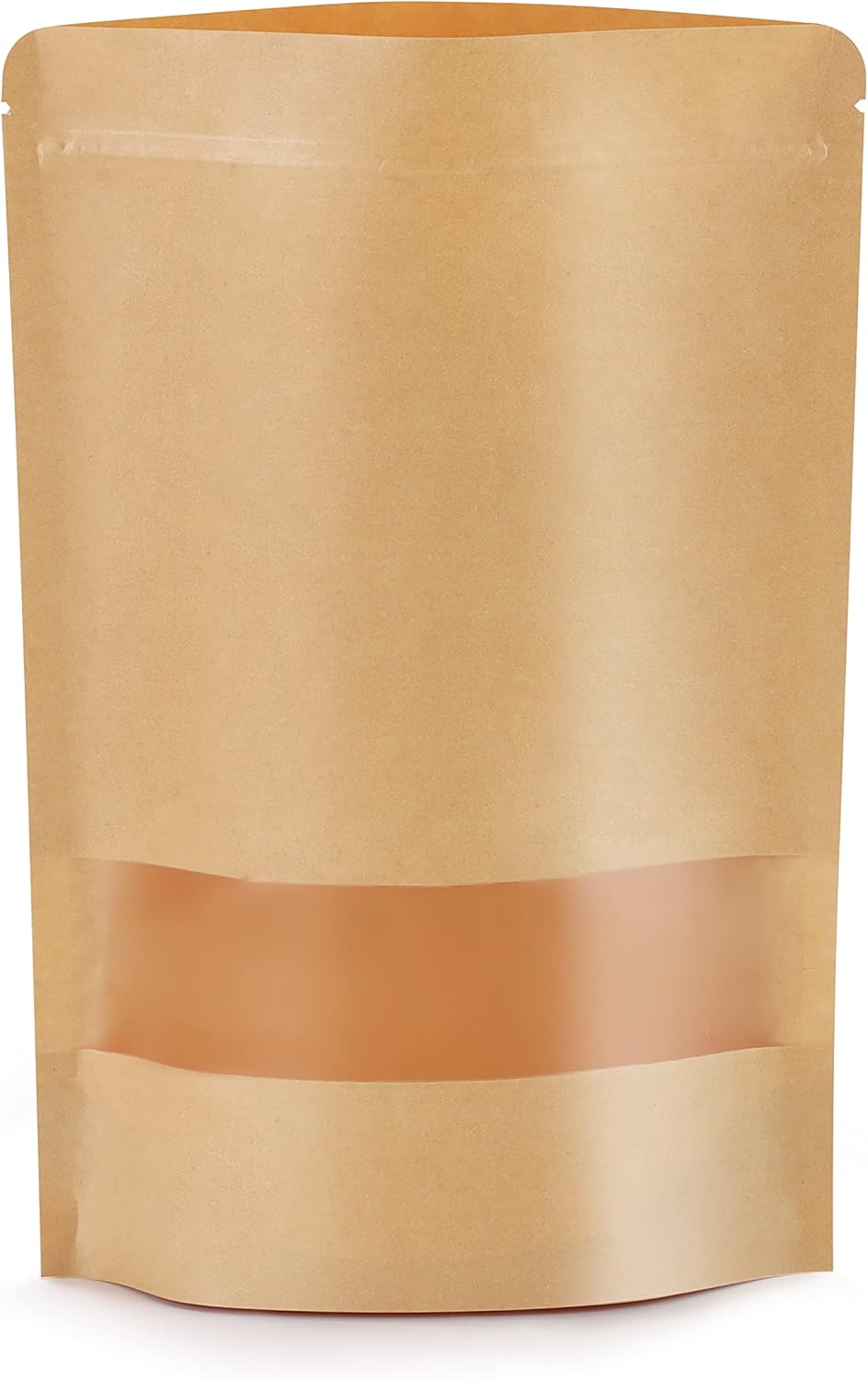 50pcs Kraft Bags with Window 3.5x5.5 Inches Brown Reusable Sealable Zip Lock Food Storage Stand up Paper Pouches for Home or Business