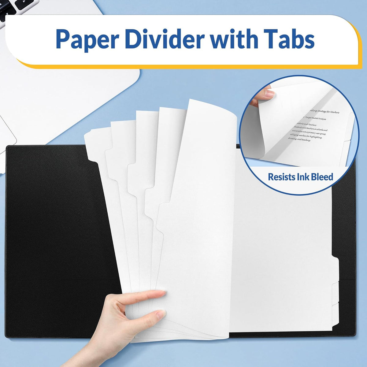 SUNEE Binder Dividers with Tabs for 3 Ring Binder, 8.5 x 11 Paper White Binder Dividers Blank with 8 Tabs, 4 Sets Page Dividers for School, Office and Home, 32 Dividers