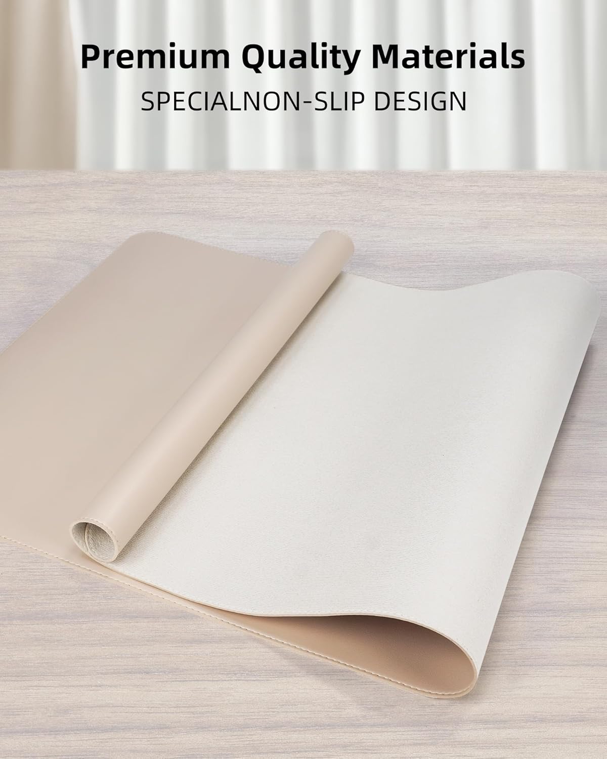 Extra Large Desk Mat - 48"x 24" Non-Slip Desk Pad for Office and Home - Ideal for Large Mouse Pad and Desk Mats on Top of Desks(Beige)