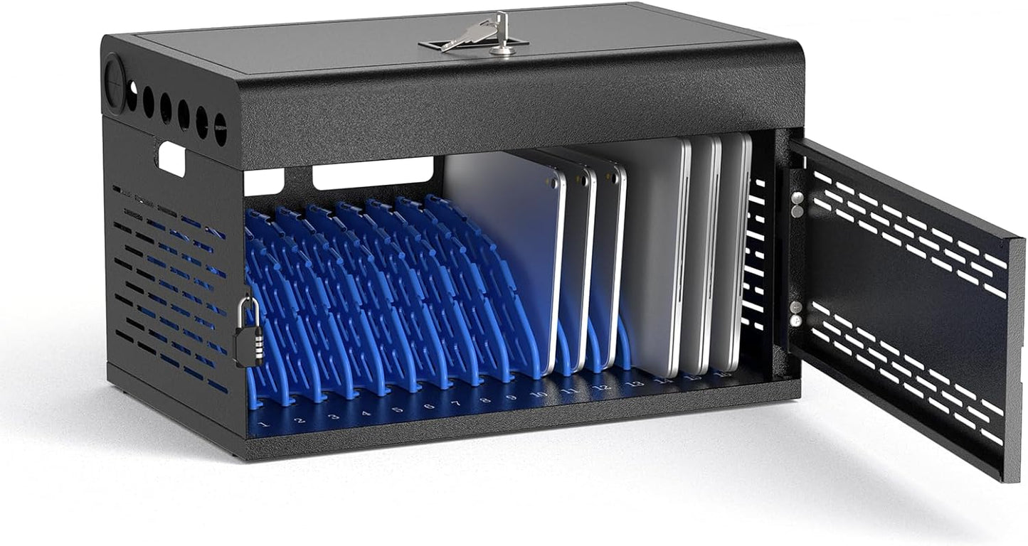 16-Device Charging Station for Chromebooks & Tablets - Laptops Storage and Charging Station with Lockable & Removable Door, Cable Management, and Charger Organization