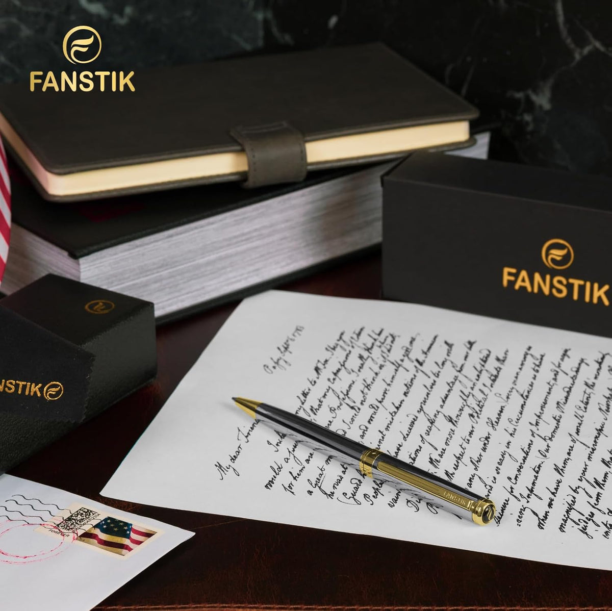 Customized Silver&Gold Luxury ballpoint pen (Made In USA) fancy gift set for women, Real 24K Gold Plating, Professional executive pen gift set for men (Lux Custom-BallPoint Silver-Gold)