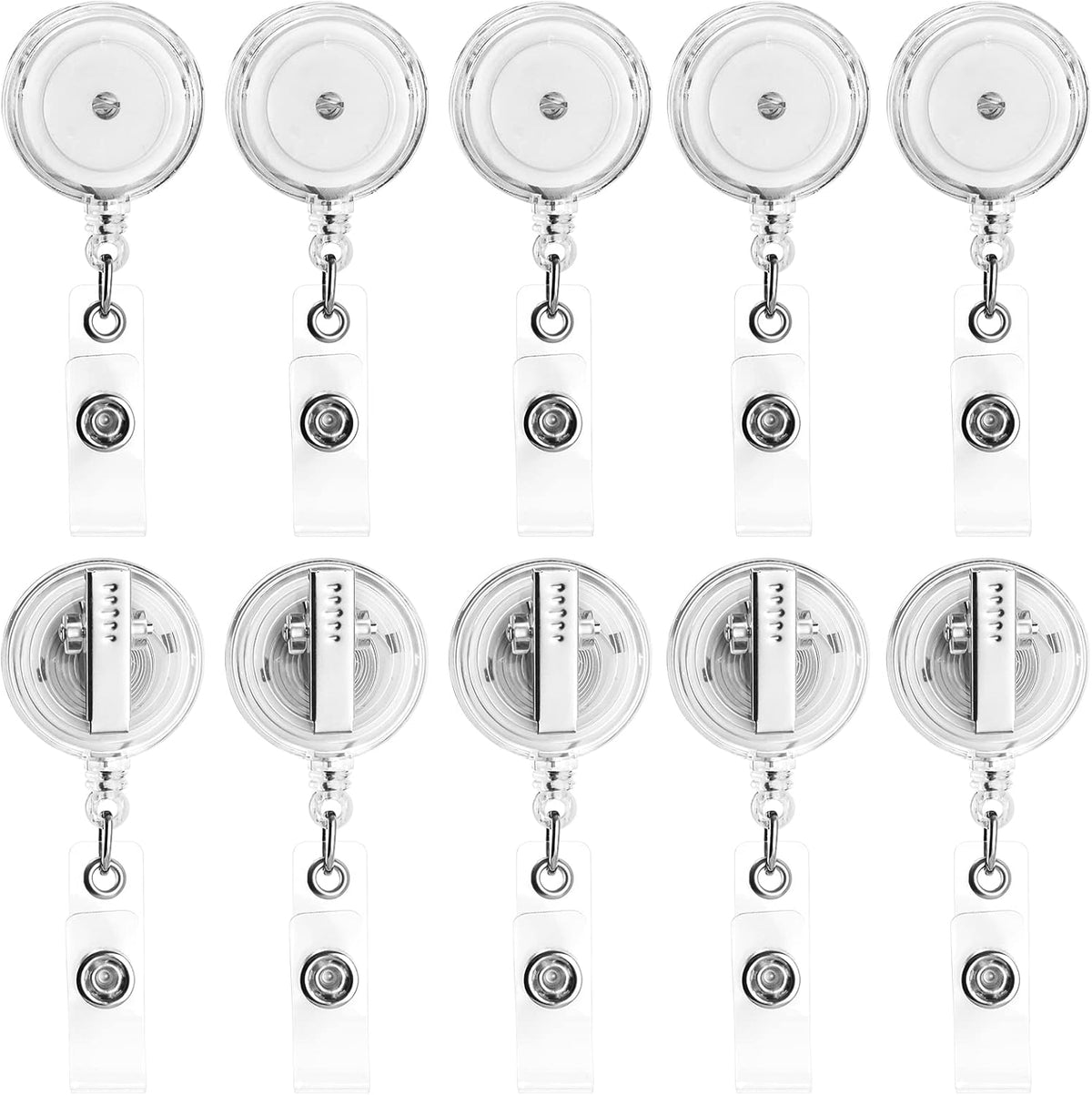 30 Pack Badge Reels Retractable with Swivel Alligator Clip Retractable Badge Holder Reel Clips for Teachers, Students, Office Workers (Translucent Clear)