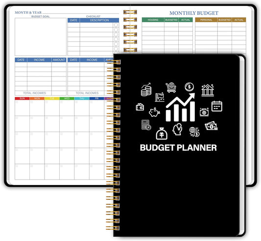 Monthly Budget Planner - 14 Months Hardcover Undated Financial Planner Organizer Budget Book with Expense and Debt Tracker Notebook to Manage Your Money Effectively, Bill Organizer