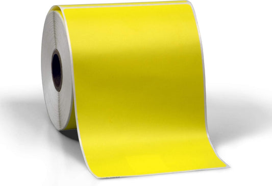4" X 6" Direct Thermal Perforated Stickers Labels for Shipping Labels, Inventory, and Color Coding - Compatible with Zebra, Rollo, Godex and More (Yellow, 1 Roll)