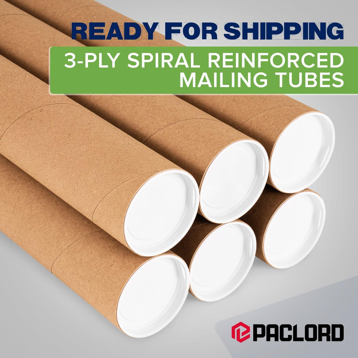 3" x 72" Reinforced Kraft Paper Mailing Tube, Pack of 6 Tubes with 12 Caps – Secure USPS Approved Poster Tube – Cardboard Tube for Shipping and Storing Posters, Prints, Artwork, or Documents