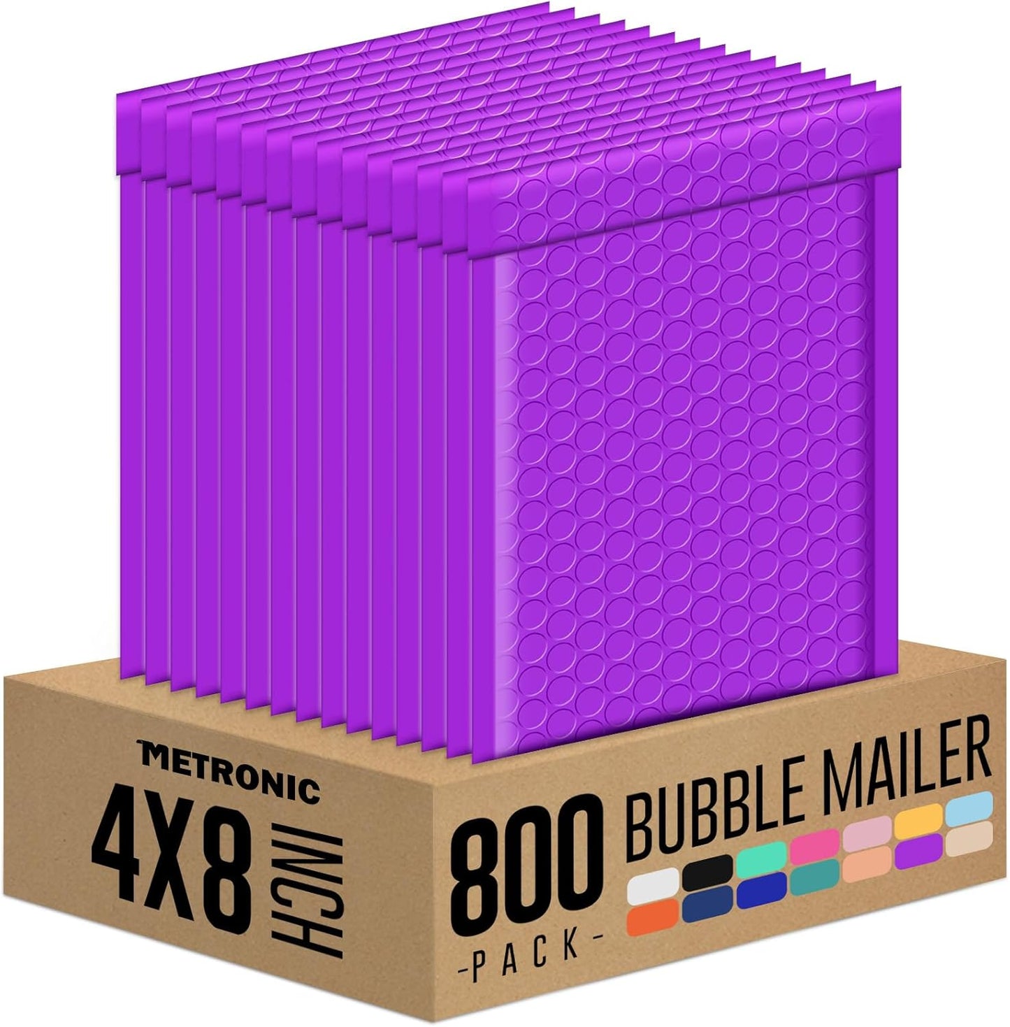 Metronic Bubble Mailers, Pur-ple 4x8, Case of 800, Bulk Poly Bubble Mailers, Shipping Bags, Shipping Envelopes Self-Seal, Mailing Envelopes, Padded Envelopes, Packaging for Small Business, Jewelry