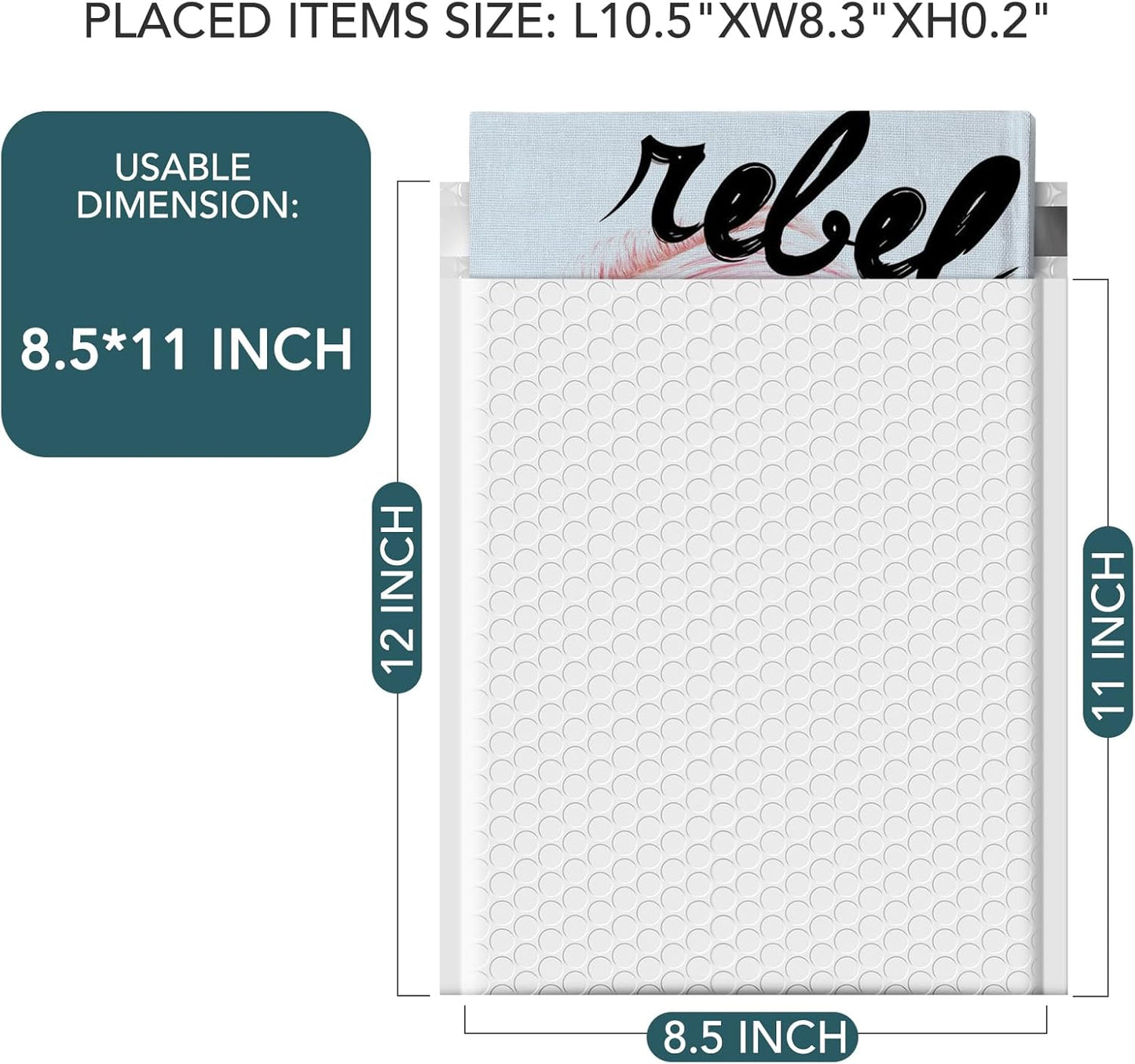 METRONIC 8.5 x 12 Bubble Mailers 40 Pack, White Bubble Mailers, Strong Adhesion Padded Envelopes, Shipping Envelopes Bubble Mailer, Bubble Envelopes for clothing, Padded Mailers Usable Size 8.5 x 11