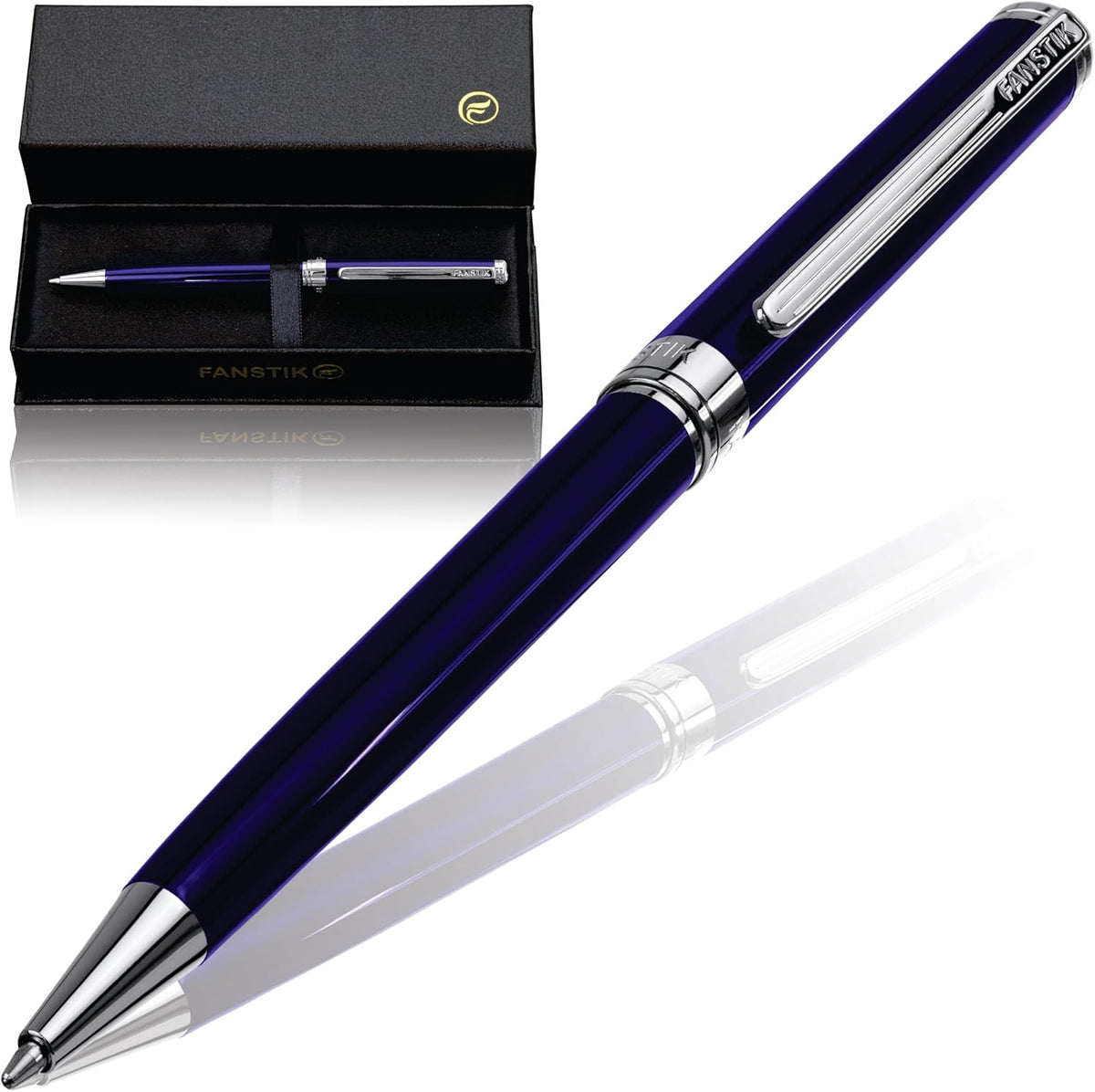 Blue Luxury ballpoint Pen (Made In USA) fancy gift set for women, Real 24K Gold Plating, Professional executive pen gift set for men (Lux BallPoint Blue)