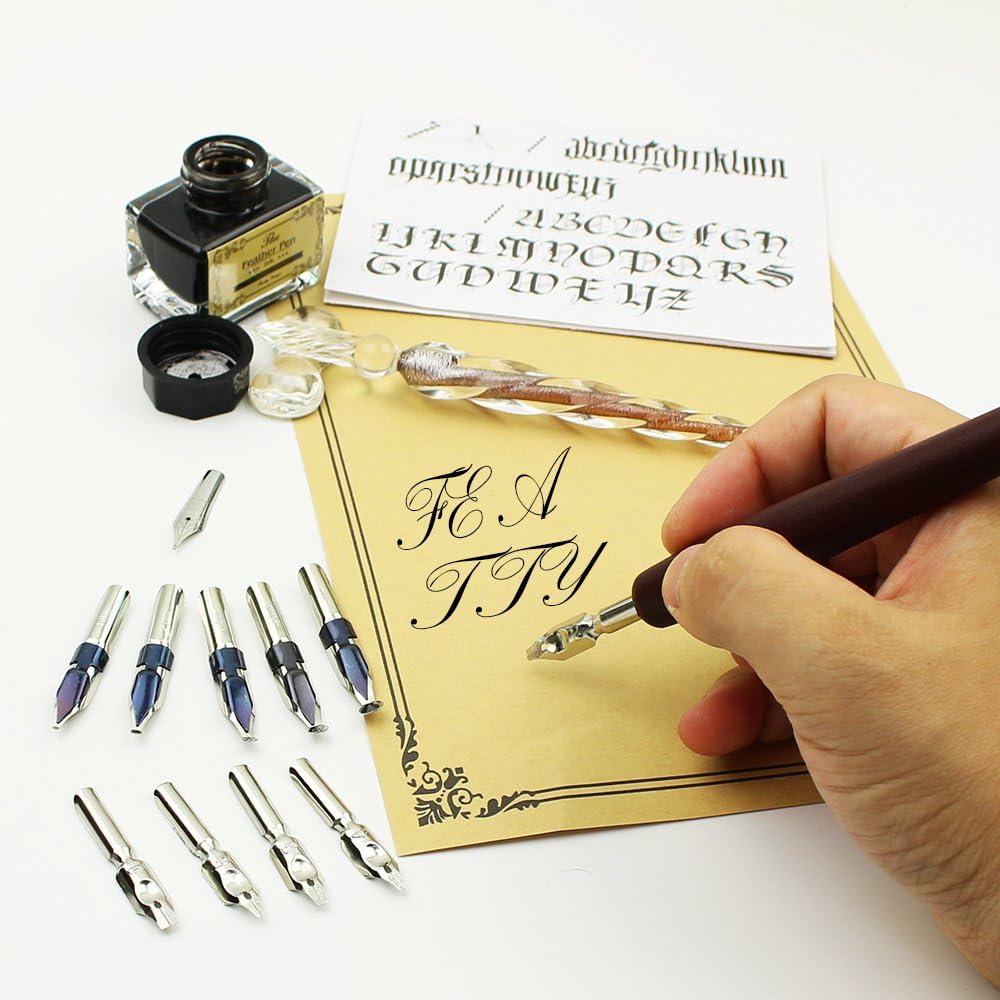 Calligraphy Pen Set - 15-Piece Kit - Glass Pen - 11 Nib & 1 Ink Set