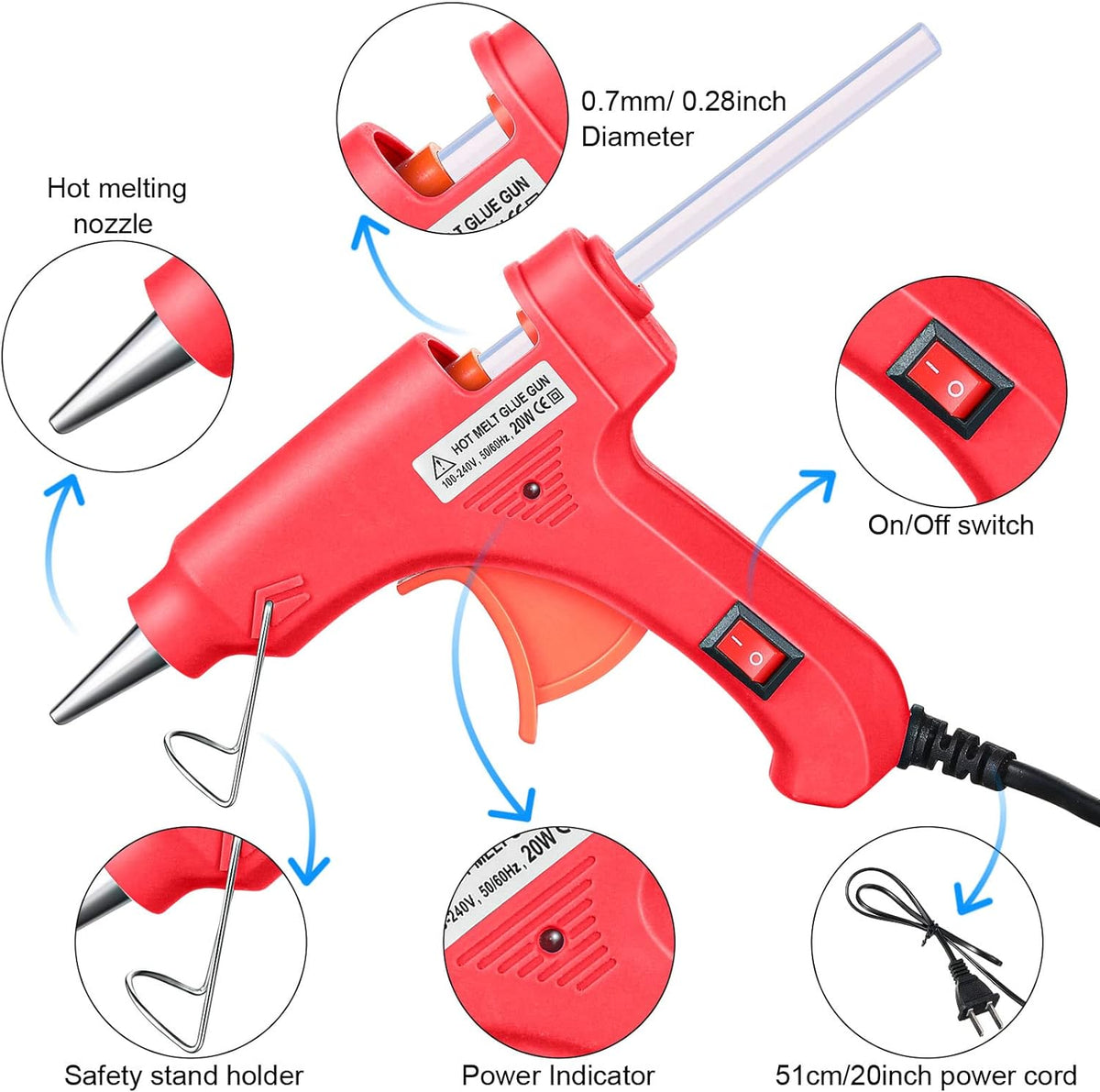 Zhengmy 24 Pcs Mini Hot Glue Gun with 40 Sticks Crafts Hot Glue Guns High Temp Repairs Kit for School DIY Arts Class Projects Office Home Quick Repairs