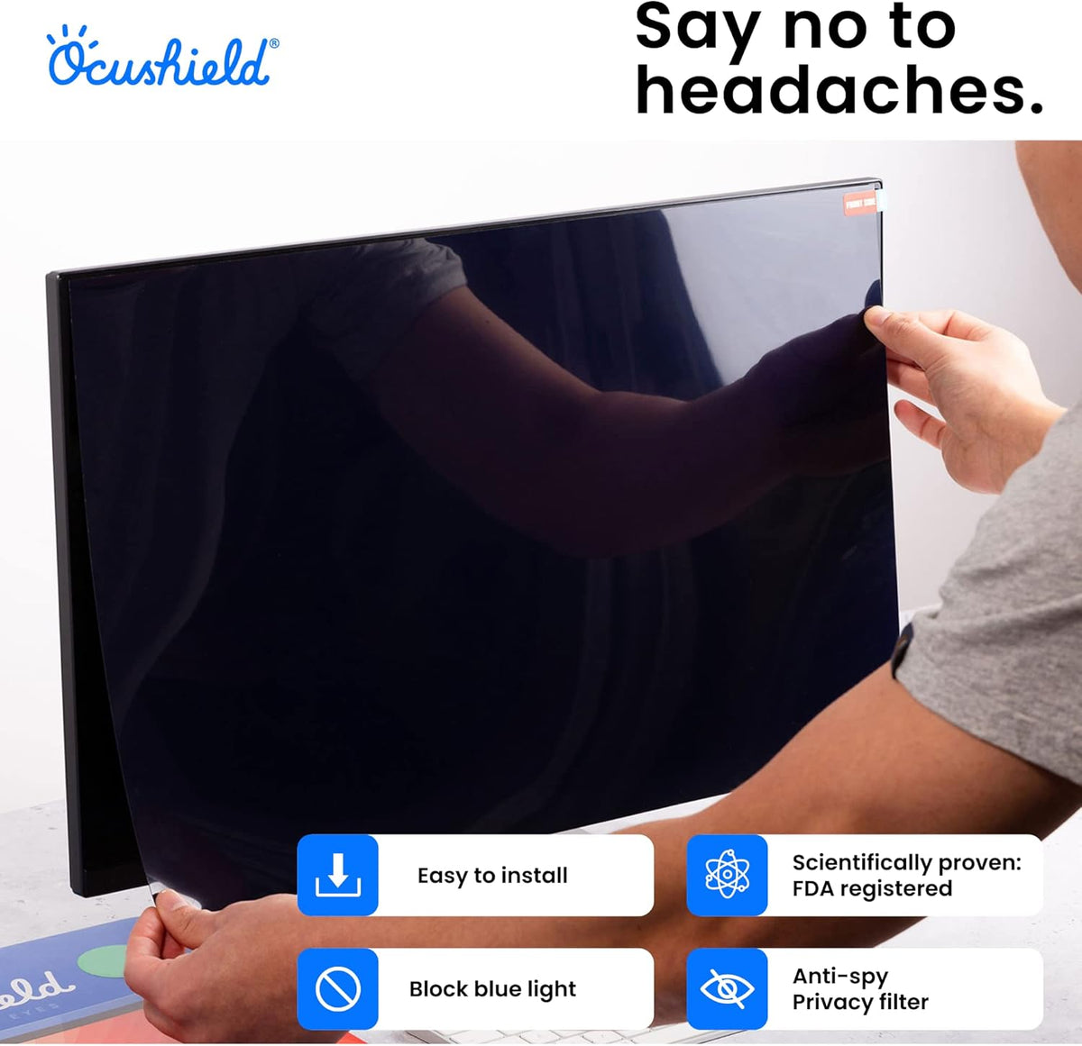 Ocushield 22” (16:10) Premium Anti Blue Light Screen Protector with Privacy Filter for Laptops and Computer Monitors - Anti-Glare - Easy Install - Anti-Fingerprint - Reduce Eye Fatigue (474 x 297 mm)