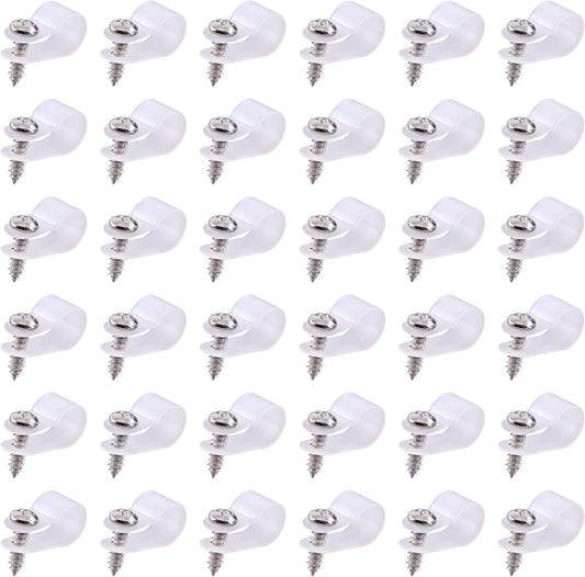 Swpeet 60 Pack White 3/8 Inch Nylon Plastic R-Type Cable Clips Clamp Kit, Nylon Screw Mounting Cord Fastener Clips with 60 Pack Screws for Wire Management (3/8 Inch, White)