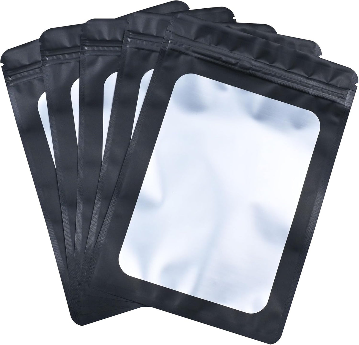 Resealable Mylar Pouch Pen Bags Great for Office Home Party Favor Food Storage Cookies Sample Jewelry Snack (100PCS, Black Color, 6.3 x 9.5 inch)