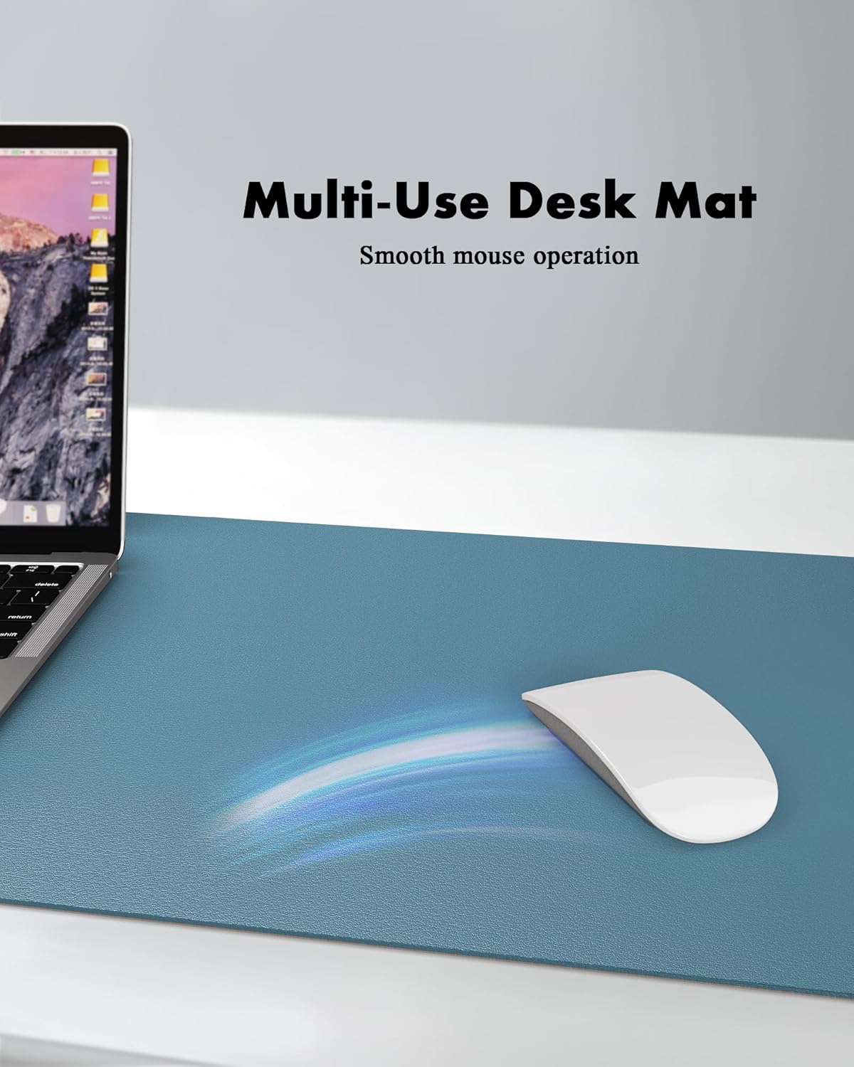 YSAGi Double-Sided Desk Pad, 31.5"x15.7"Leather Desk Mat, Eco Cork Desk Pad Protector,Large Mouse Pad,Waterproof Desk Blotter for Office/Home(Sea Blue)