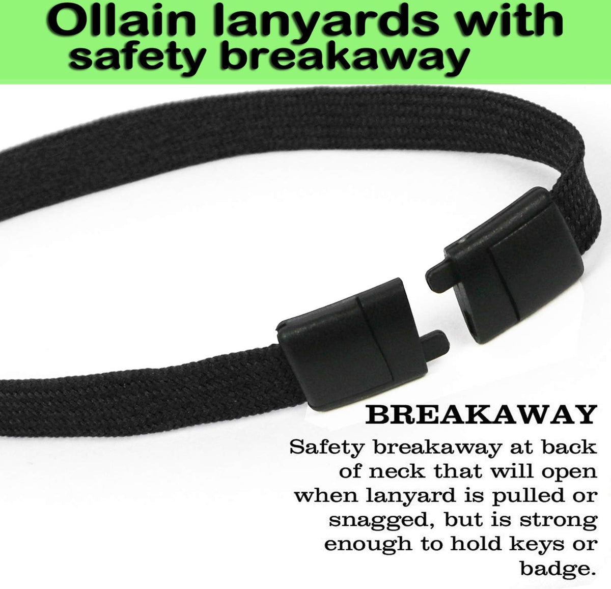 Ollain 25 Pack Breakaway Lanyard with J-Hook Bulk Flat Lanyards for Name tag ID Badges