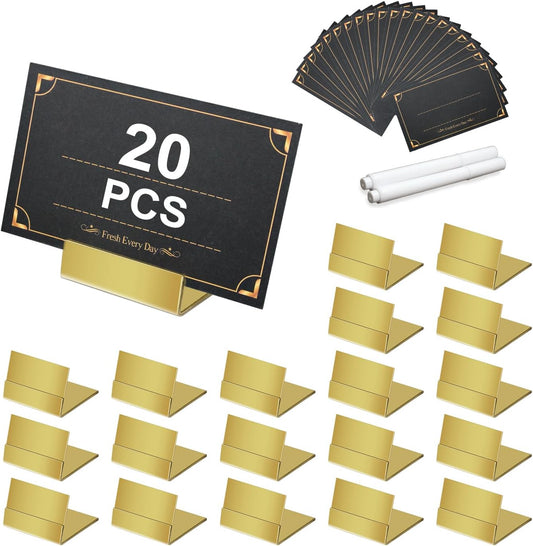 Place Card Holders Gold Brass 20 Sets Vintage Finish Table Card Holder Antique Small Table Card Stands Memo Price Tags Reception Party Photo