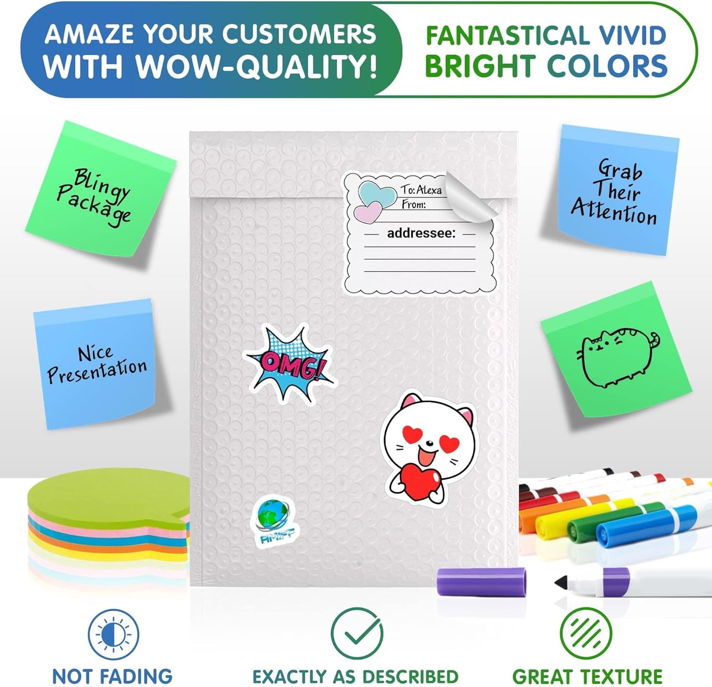 White Poly Bubble Mailers Self Seal, 6 x 9 Inch. Pack of 10 Bubble Packaging Envelopes for Shipping. Durable Padded Envelopes Waterproof. Self Seal Padded Mailers. Shipping Packages