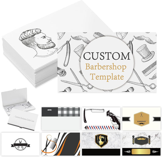 Custom Business Cards with Logo Personalized Double Side Printable Customize Business Cards 1000 500 200 100 for Small Business Women Men-Barber Service