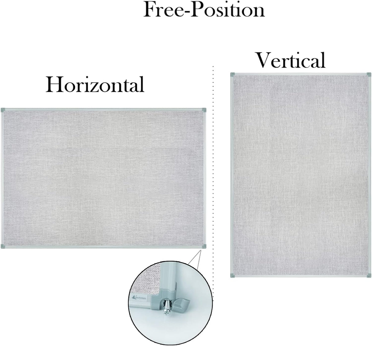 Lockways 36" x 24" Premium Cork Bulletin Board, Light Grey Framed Linen Fabric Pinboard with Silver Aluminum Frame for Home, Office & Kitchen Organization
