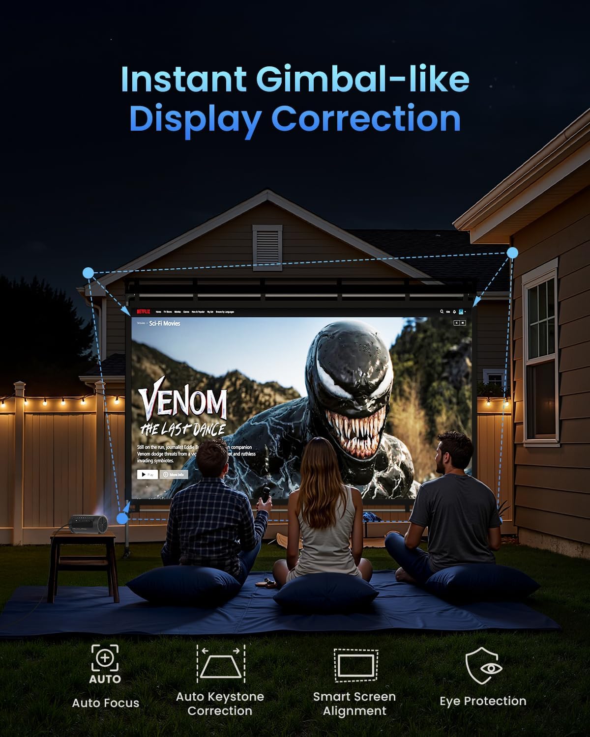 JMGO PicoPlay+ 1080P Smart Portable Projector, Google TV, 450 ISO Lumens, 8W Dolby Digital, 3D-Active, HDR10, Mini Projector with WiFi & Bluetooth for Home Party, Outdoor, Including Optical Filter
