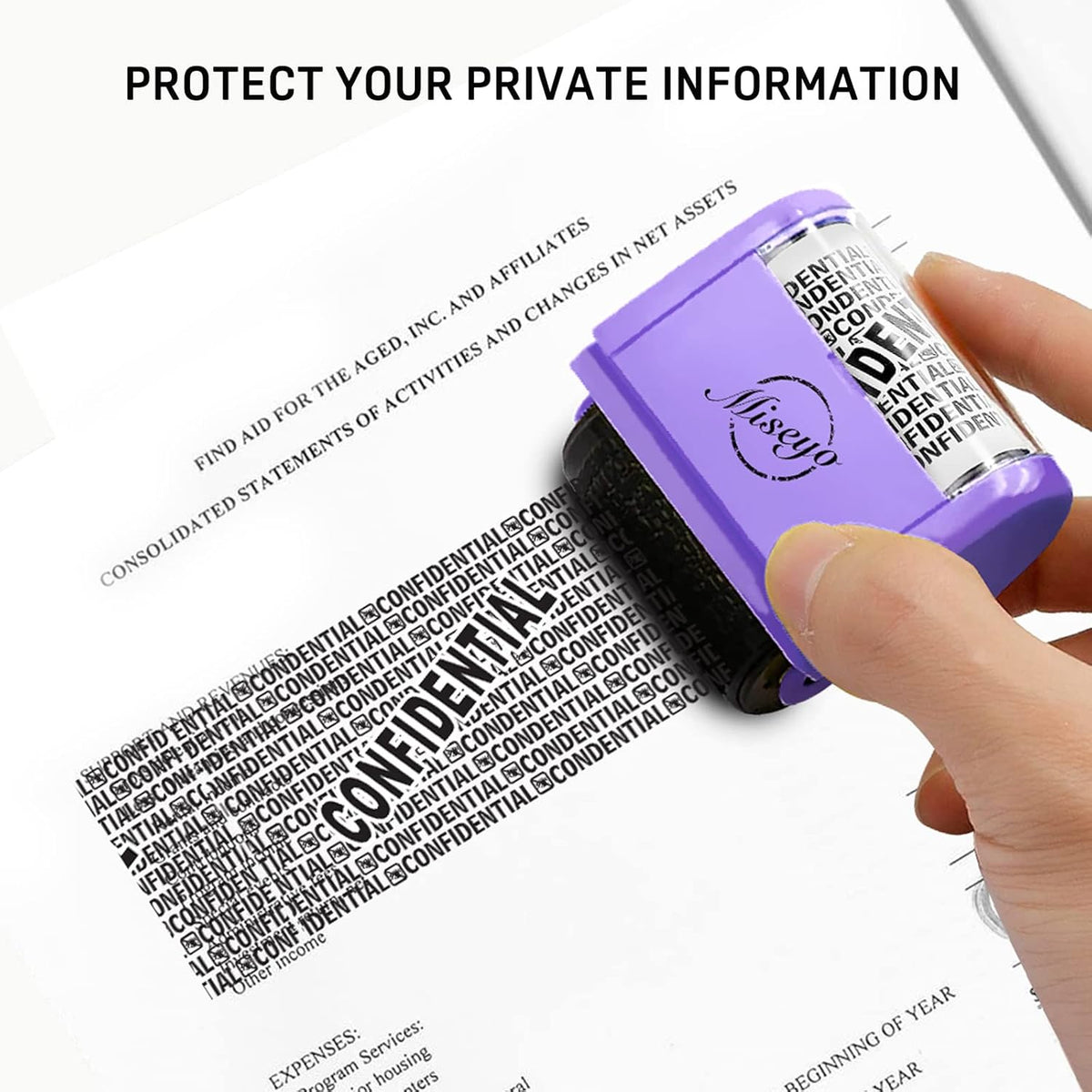 Miseyo Wide Roller Stamp Identity Theft Stamp 1.5 Inch Perfect for Privacy Protection,Anti-Theft Security Confidential Easy for Guard Personal Information Blockout - 3Pack Set