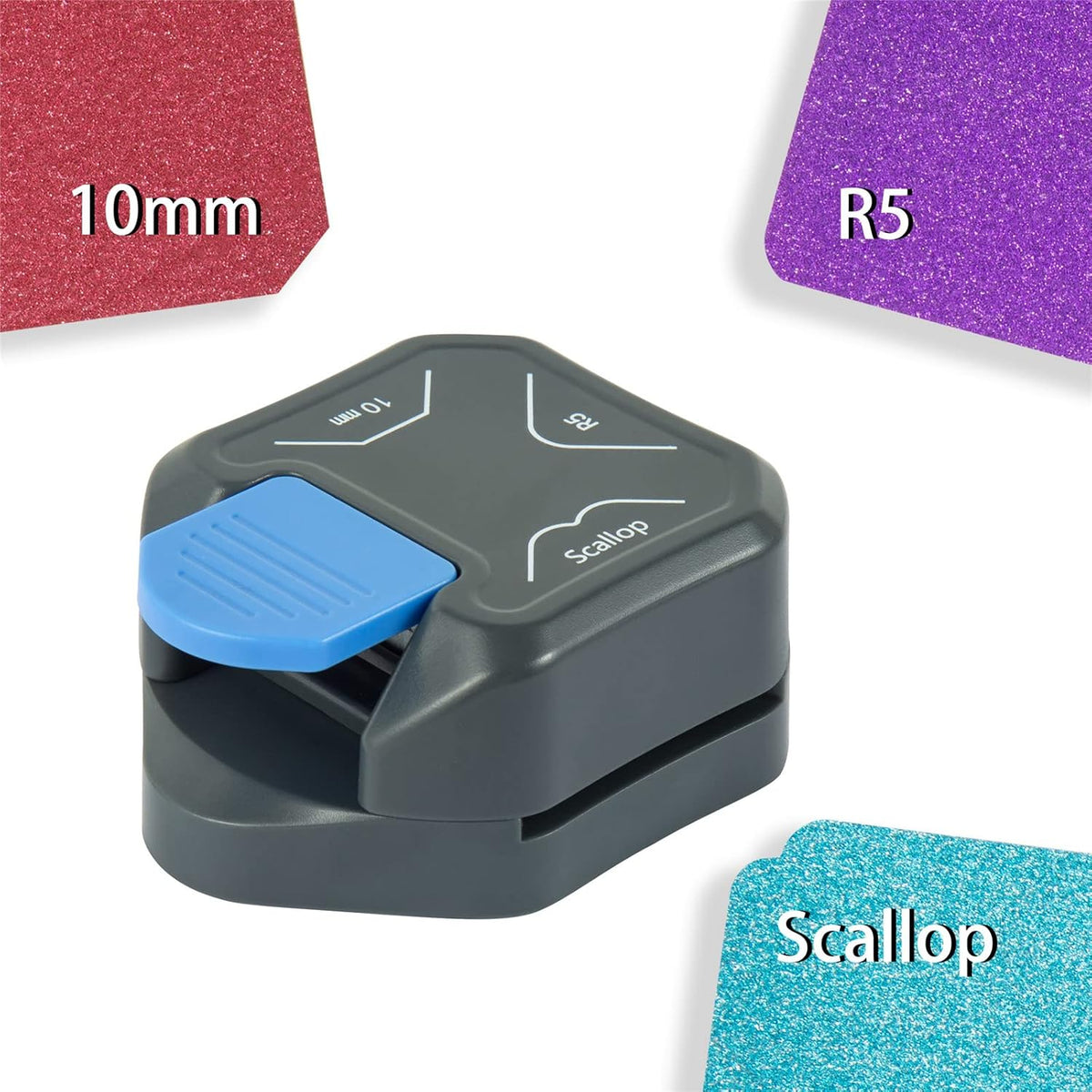 QIQQIKIN Corner Cutter 3 in 1 (R5+10MM+Scallop) Edge Rounder Punch, Paper Corner Punches for Paper Crafts, Picture Photo Clipper Laminating Scrapbook Chomper Business Card Making Junk Journal Supplies