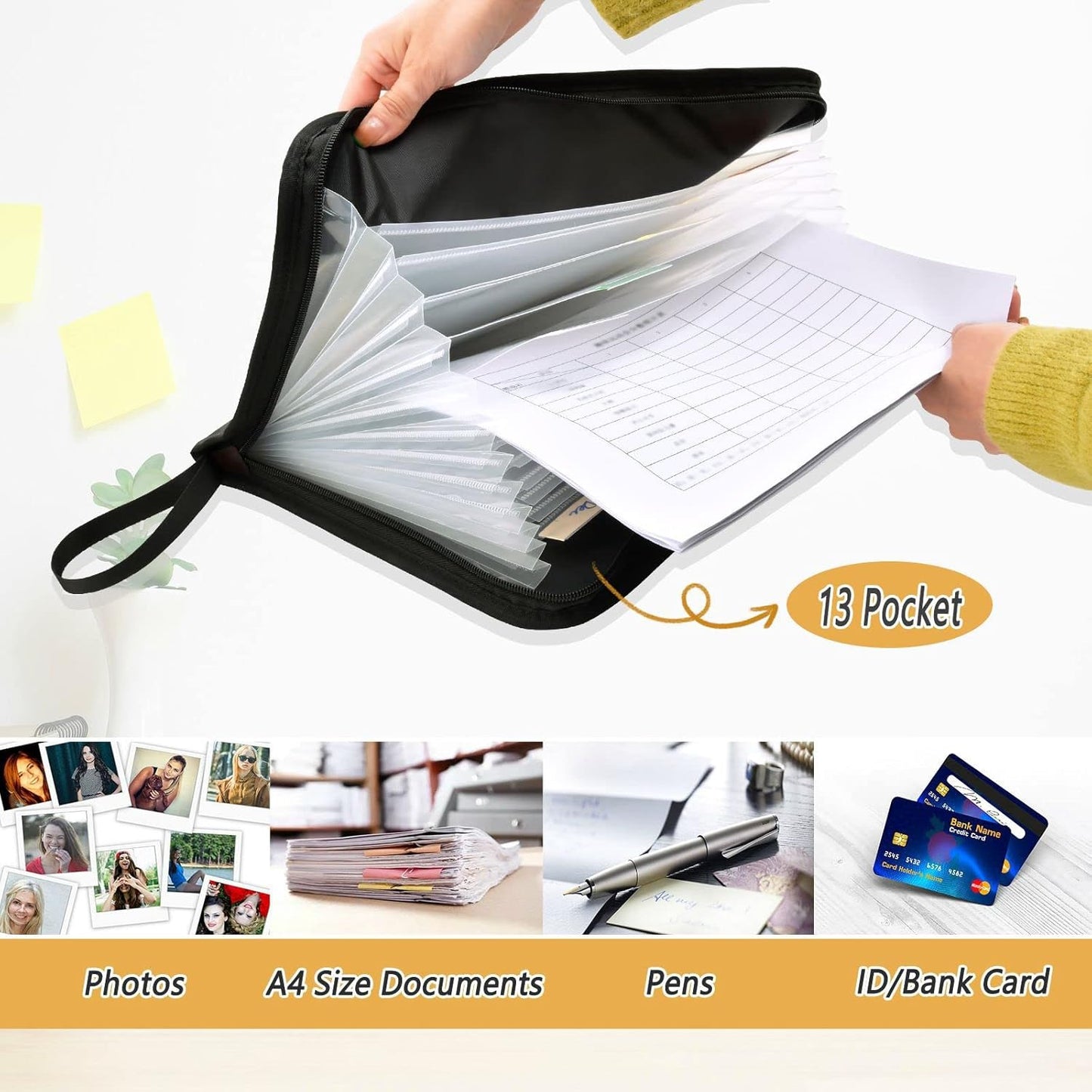 Gredecor Baseball Ball in Fire and Water Expanding File Folder 13 Pockets Sports Theme Expandable Filing Folders Accordion Document Files Organizer for A4 Letter Size Paper