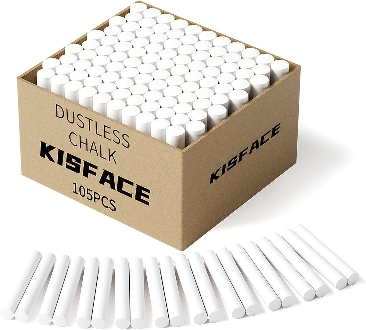 105PCS White Chalk,Dustless for Chalkboard Blackboard Stick Bulk Non-Toxic Chalk for School,Office and Home Use