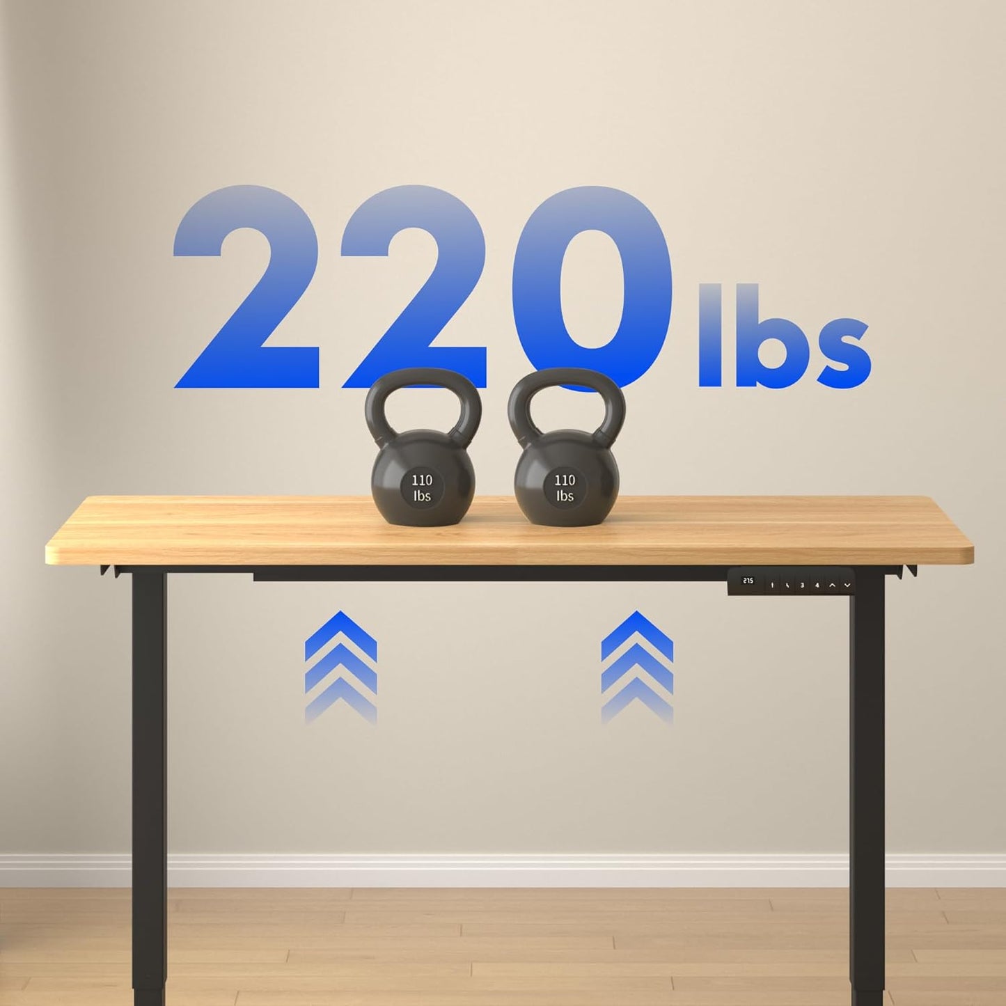 FLEXISPOT E3 Dual Motor Electric Standing Desk 48x30 Inch Whole-Piece Board Height Adjustable Desk Electric Sit Stand Desk (Black Frame + Maple Desktop, 2 Packages)