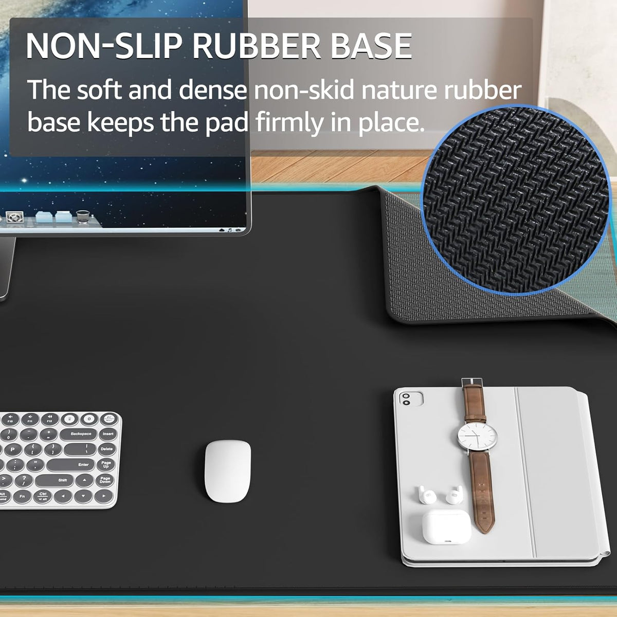 KTRIO Large Gaming Mouse Pad with Stitched Edges, Oversized Mousepad with Superior Micro-Weave Cloth, Non-Slip Base, Water Resist Keyboard Pad, Desk Pad for Gamer, Office & Home, 47.3 x 23.6 in, Black