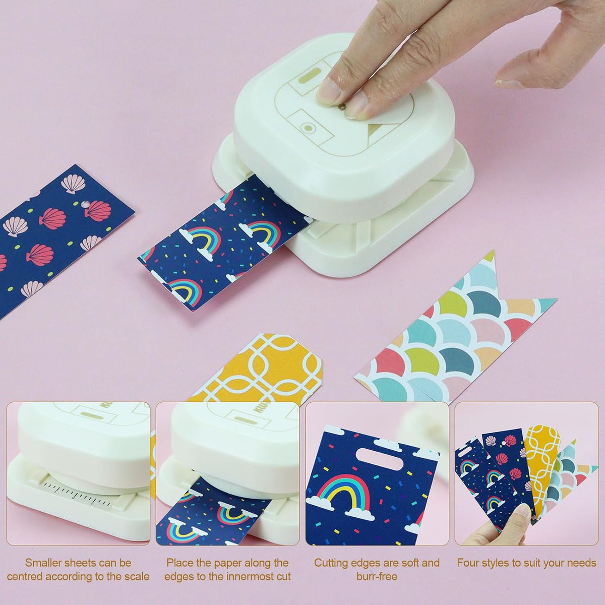 4 in 1 Hole Puncher and Corner Cutter, Bottom Confetti Storage, with One Oval Fish Eye Hole, Dovetail Bevelled Angle Making Scrapbooking Arts Corner Cutter DIY Projects