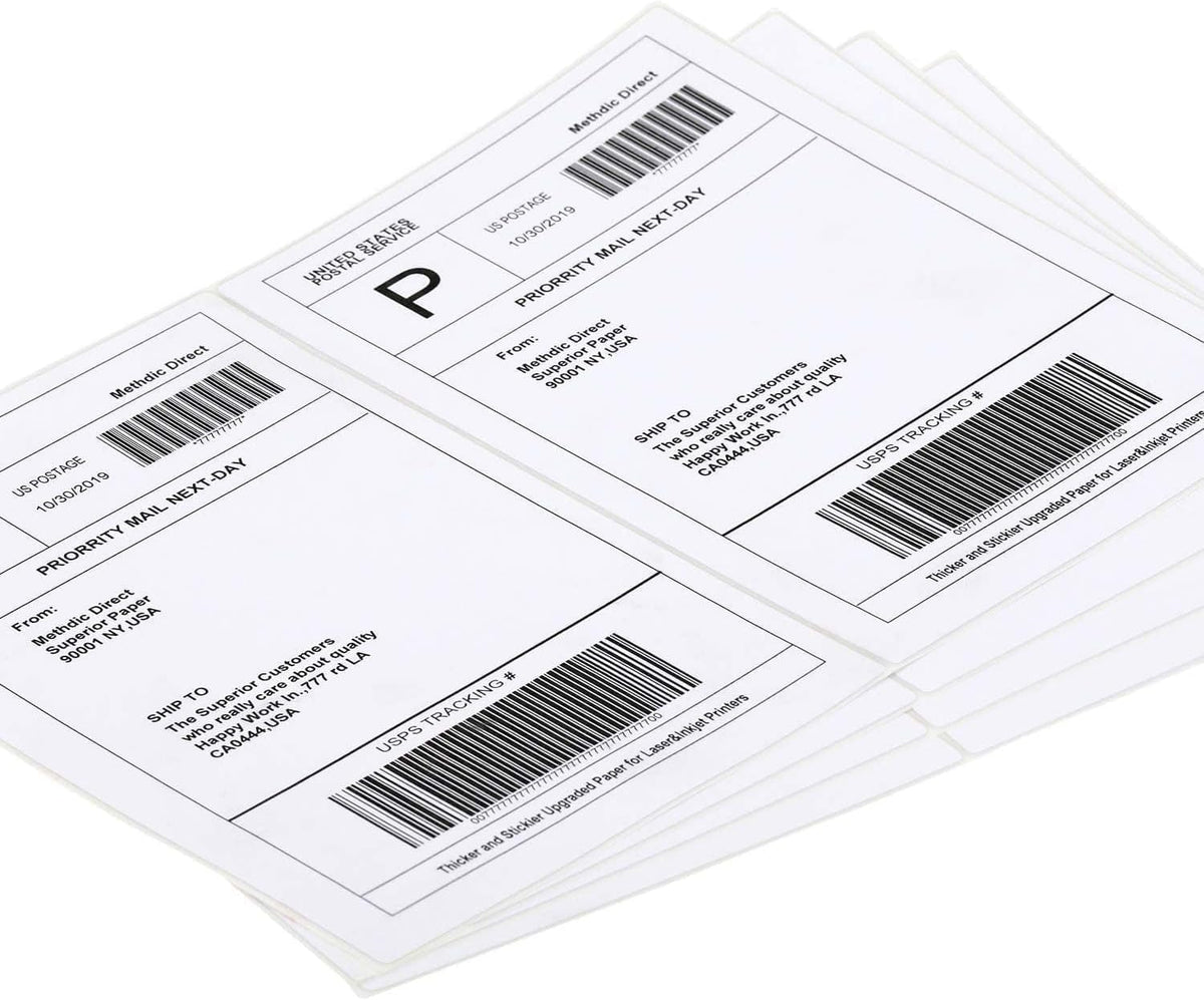 Shipping Labels 2 Per Sheet Round Corner Half Sheet Labels Mailing Labels for Packages Laser & Inkjet Printer Labels, 8126/5126 (500sheet-1000labels)