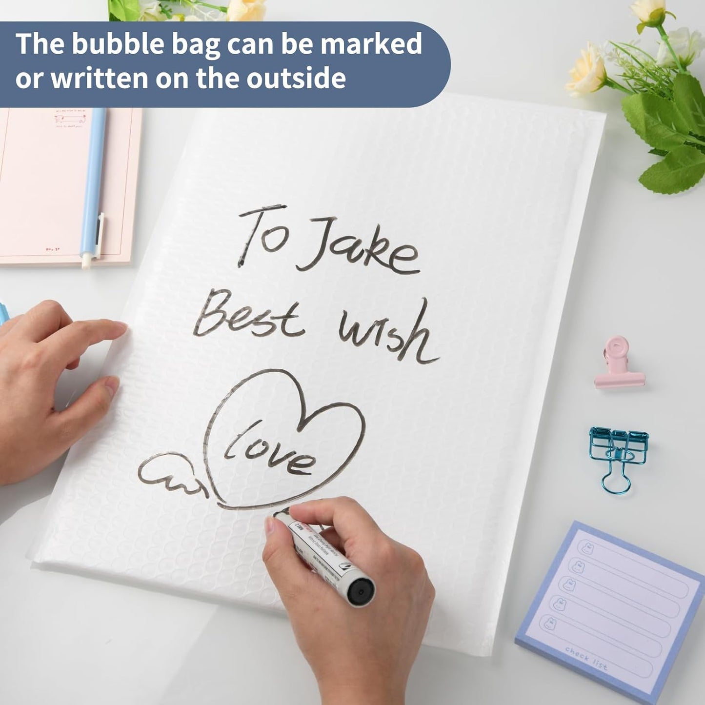 50 Pack White Bubble Mailers 8.5x12 Inch Poly Padded Envelopes Self-Seal Bubble Mailer Shipping Envelopes for Shipping Clothes, Packing