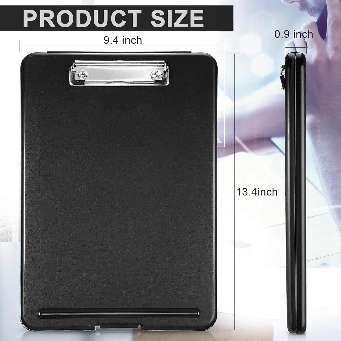 15 Pcs Clipboard with Storage Plastic Nursing Clipboard 9.5 x 13.5 Inch with Low Profile Clip Foldable Clip Board with Storage for Home Office Back to School Supplies