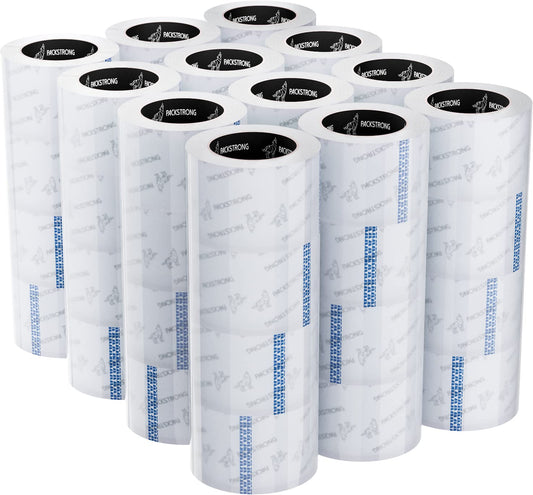 Packstrong Industrial Grade Clear Packing Tape 48 Rolls - 110 Yards per Roll - 3" Wide x 2.5 mil Thick, Acrylic Adhesive Heavy Duty Tape for Box Office Moving Packaging Shipping
