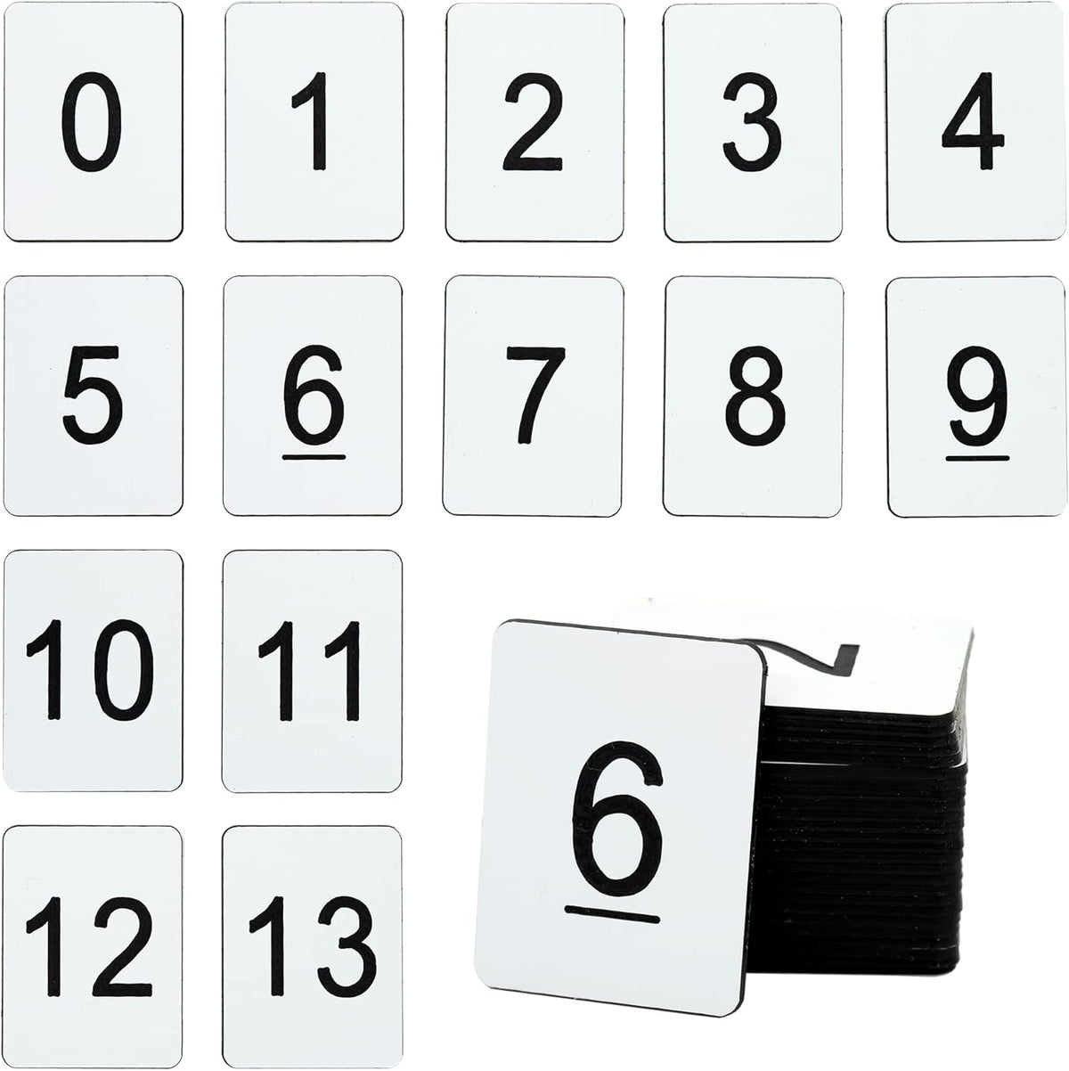 StayMax Rectangle Plastic Numbered Tags Number Disc Number Token (0-100, White)