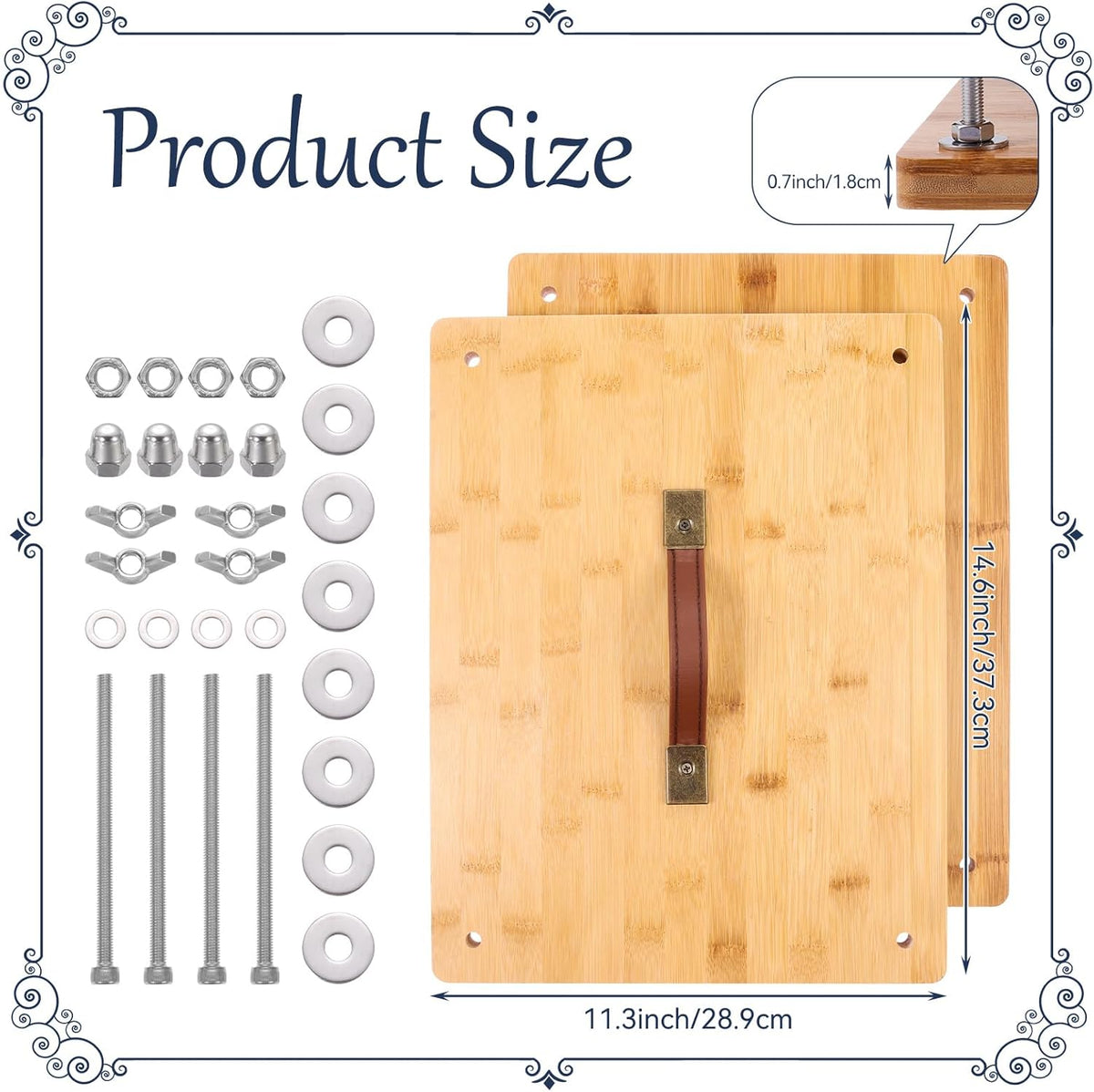 RANERVZ Large Bookbinding Press with Portable Handle, Bamboo Wood Oversized 14.8 x 11.4 Inch Ergonomic Book Binding Paper Machine Handmade DIY Craft Projects Binder Tool Supply Easy Assemble
