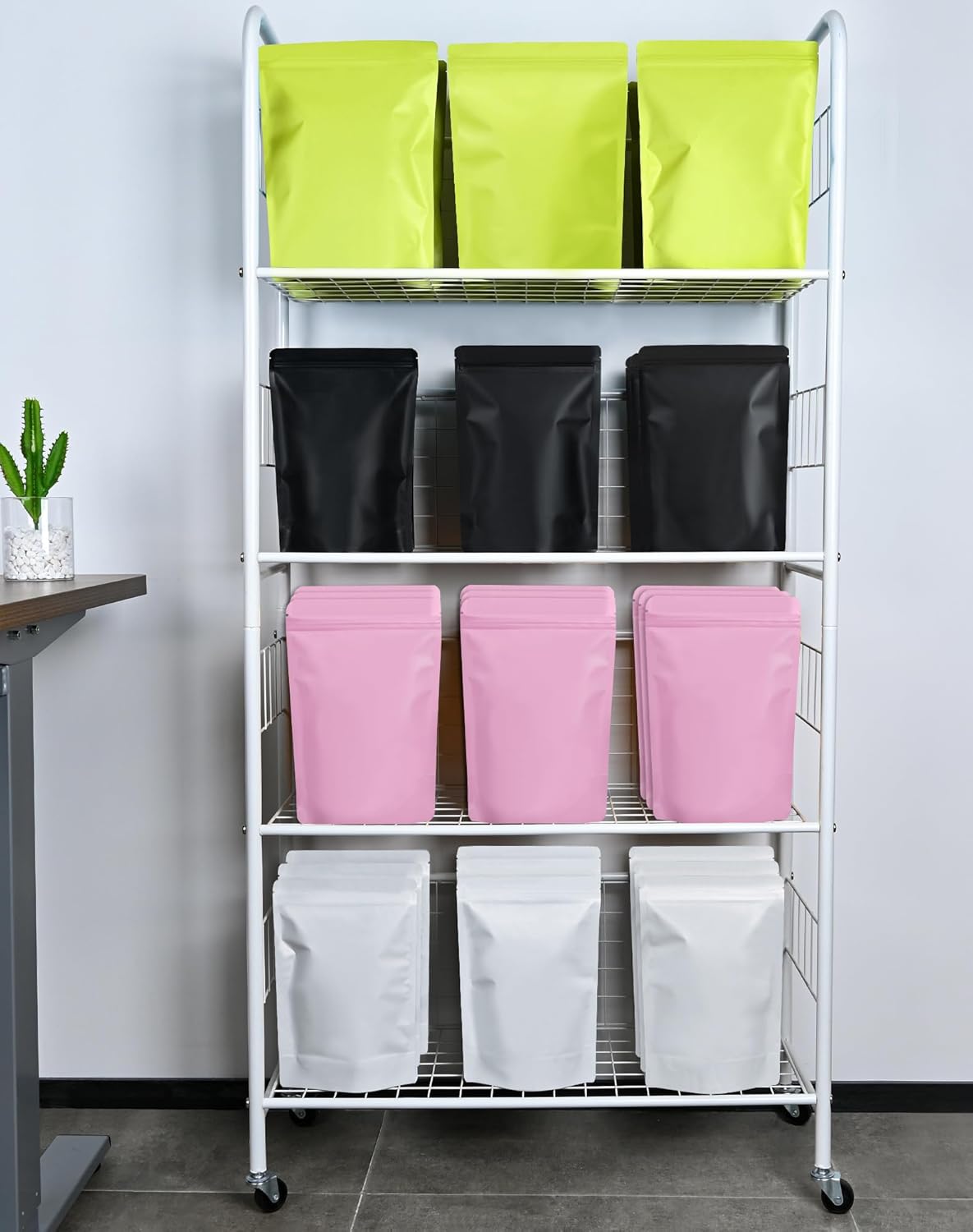 100 Pack Resealable Stand Up Bags,7.9" x 11.8" Smell Proof Pouch Sealable Foil Pouch Bags for Packaging (Pink)
